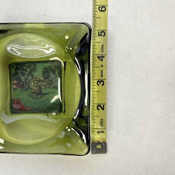 Vintage Green Louisiana Ashtray Antebellum Southern Belle Plantation - Picture 5 of 5